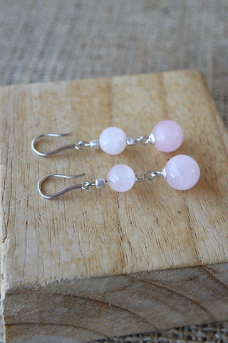 Boucles d’oreilles quartz rose