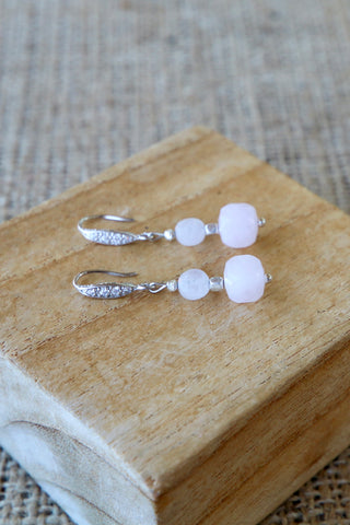 Boucles d’oreilles quartz rose
