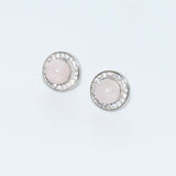 Boucles d'oreilles quartz rose strass rhodié