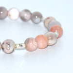 Bracelet agate rose Botswana avec séparateur argent