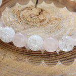 Bracelet en cristal de roche et quartz rose