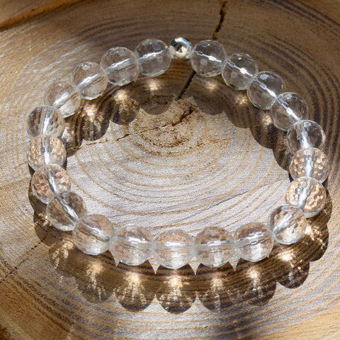 Bracelet en cristal de roche faceté